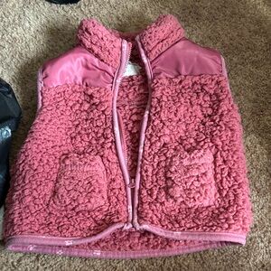 Pink Sherpa Vest - Cozy Girls' Zip Front
